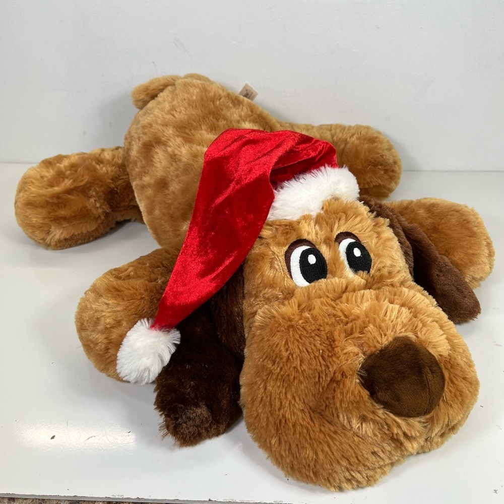 Dan Dee 26” Brown Floppy Puppy Dog Santa Hat Soft Plush Stuffed Toy Christmas